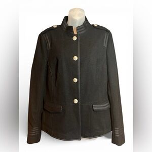 Vintage Banana Republic Military Style Blazer Jacket Women’s 14 Wool Black NWT